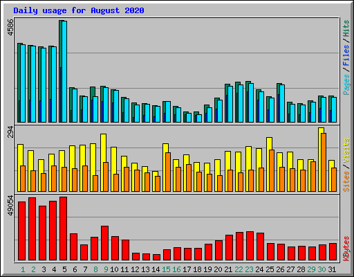 Daily usage for August 2020