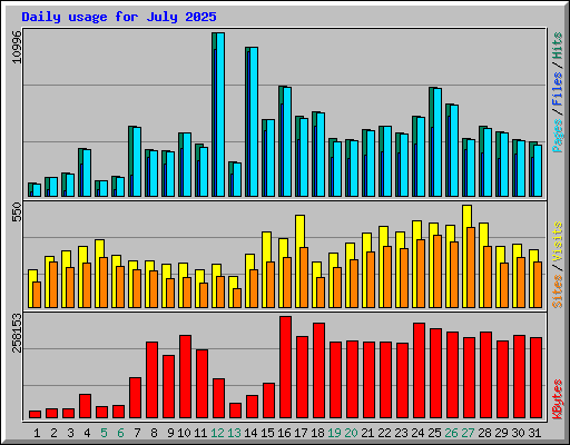 Daily usage for July 2025